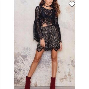 For Love & Lemons Black Lace Skirt